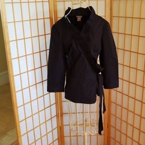 Ann Taylor Black Kimono Wrap Around Bow Jacket